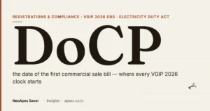DoCP — the date of the first commercial sale bill, from which every VGIP 2026 clock starts